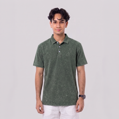 Acid Wash Polo Basil
