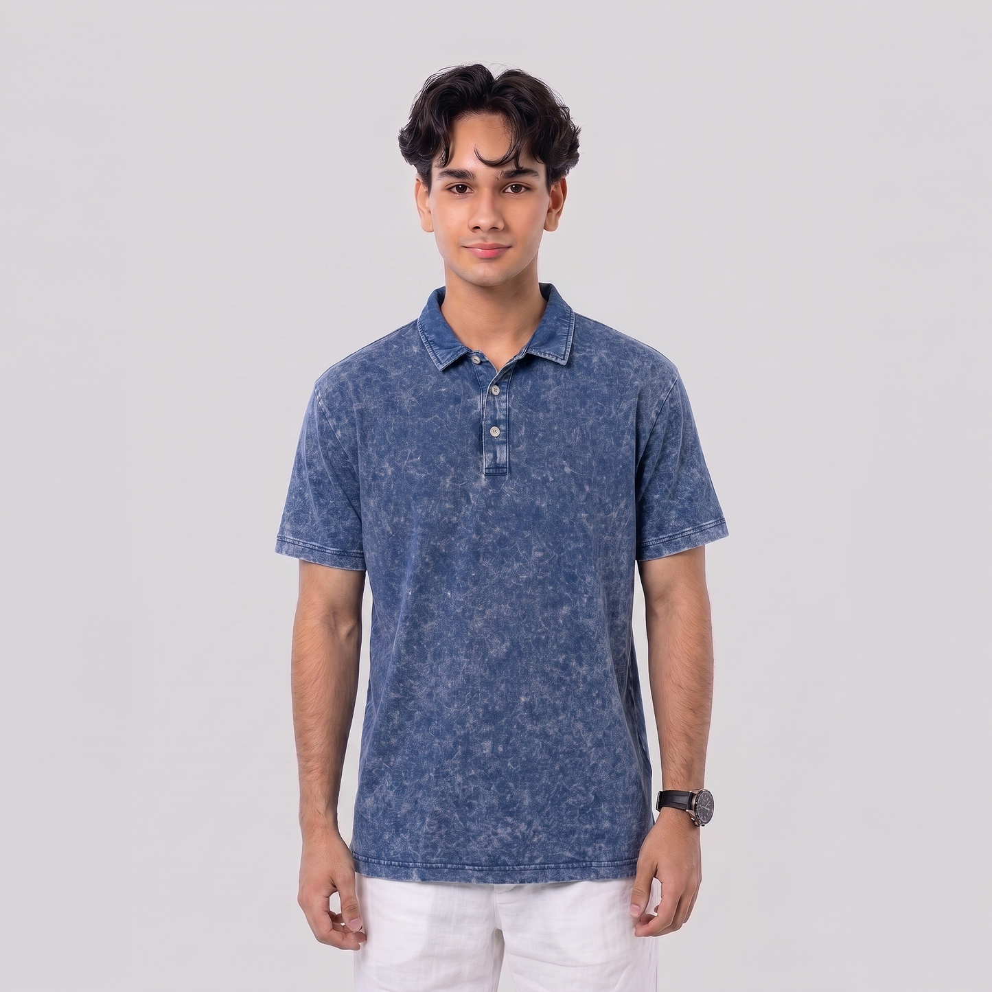 Acid Wash Polo Indigo