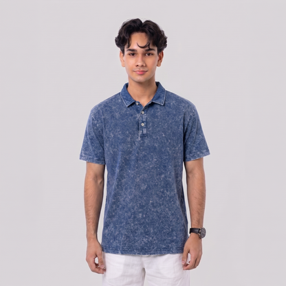 Acid Wash Polo Indigo