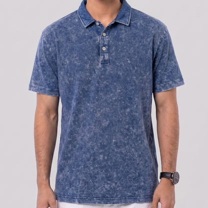 Acid Wash Polo Indigo