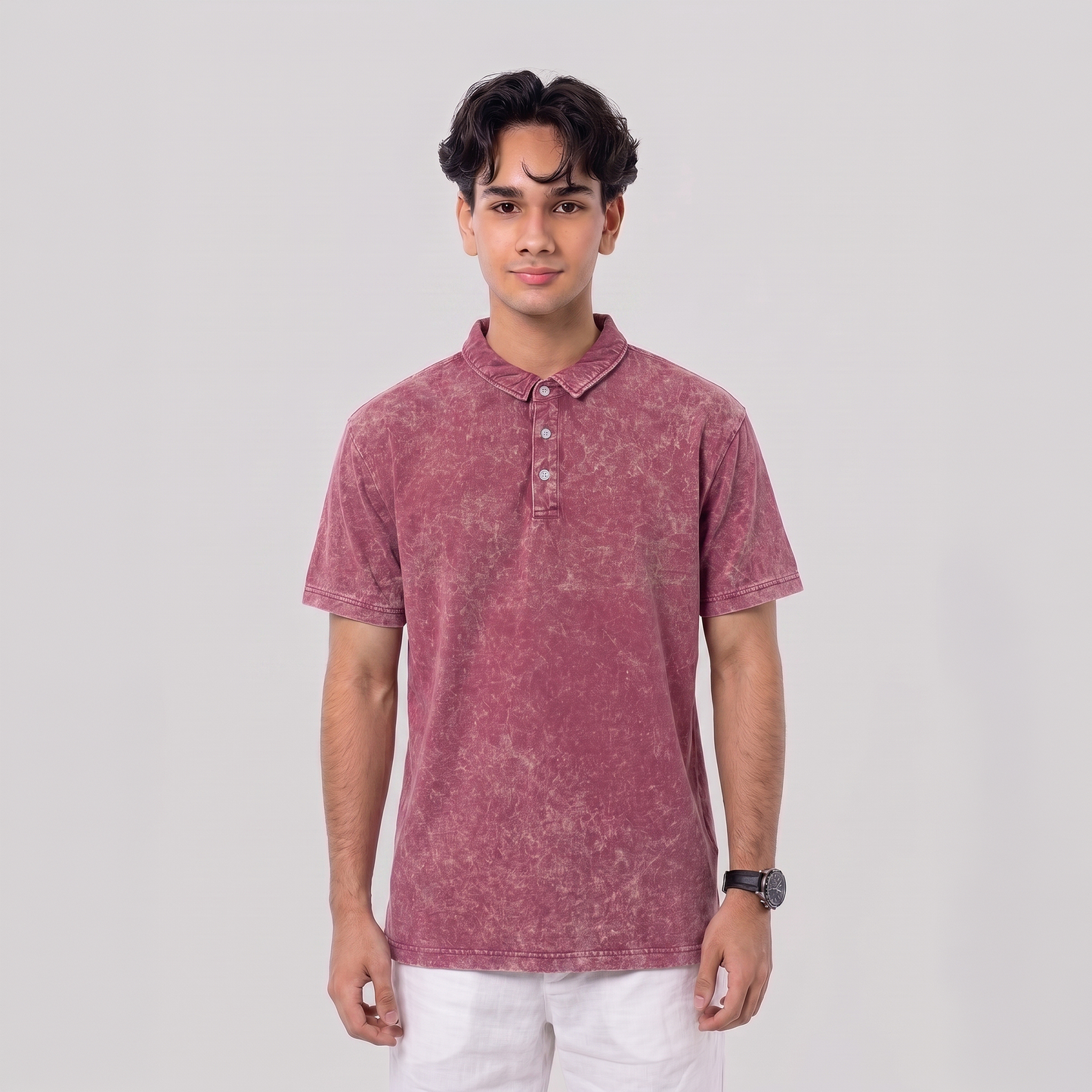 Acid Wash Polo Plum