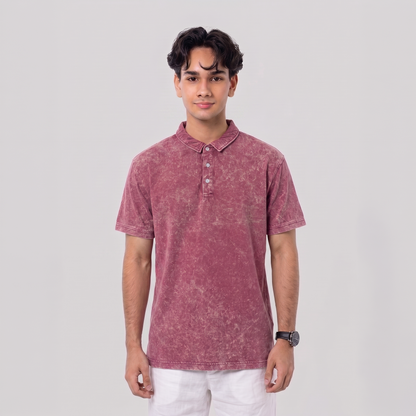 Acid Wash Polo Plum