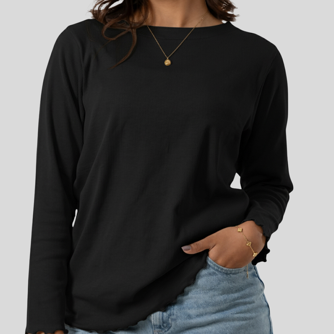 Women's B. Neck Tee White & Black