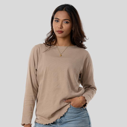 Women's B. Neck Tee Beige