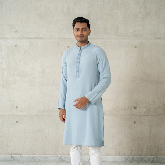 Men's Cashmilon Embroidered Panjabi 01 Slate