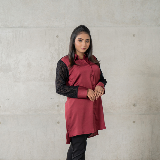 Women's Velvet Shirt Maroon