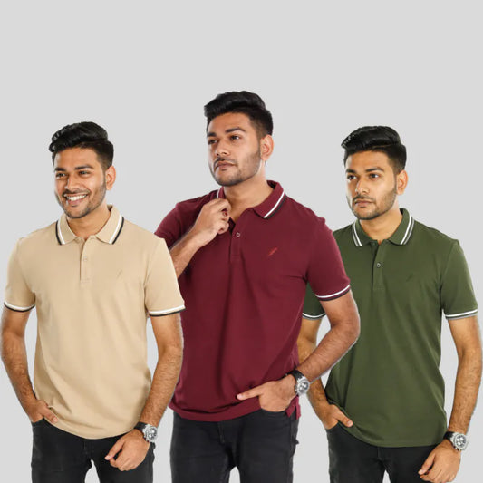 Standard Polo (Burgundy + Beige + Olive)