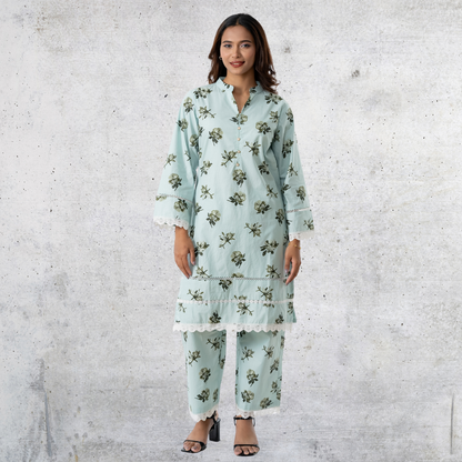 Women's Cotton AOP Co-Ord (Mint)