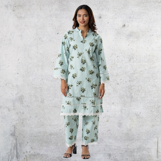 Women's Cotton AOP Co-Ord (Mint)