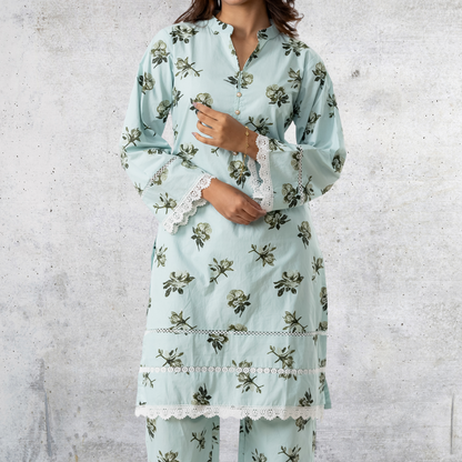 Women's Cotton AOP Co-Ord (Mint)