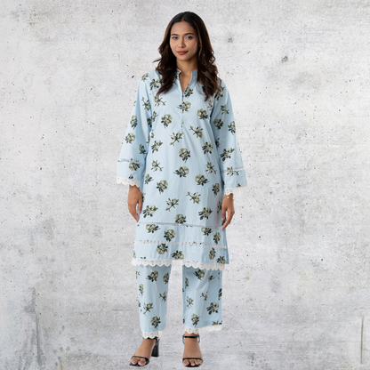 Women's Cotton AOP Co-Ord (Sky)