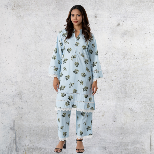 Women's Cotton AOP Co-Ord (Sky)