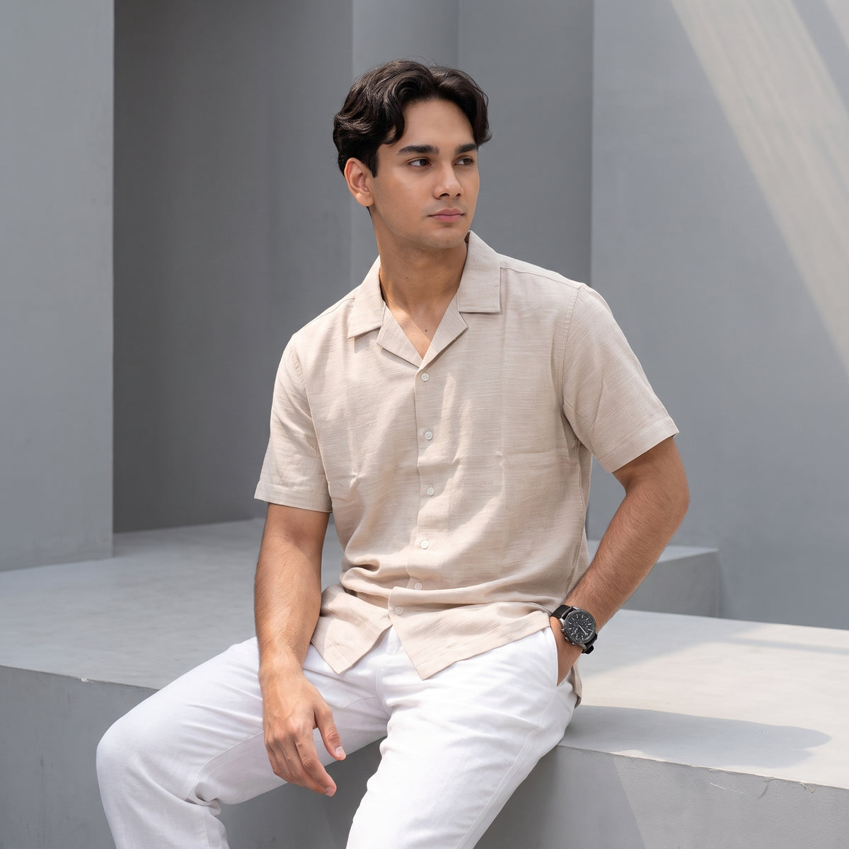 Cuban Shirt E-27MCS015 Cream