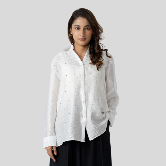 Crepe Karchupi Shirt White