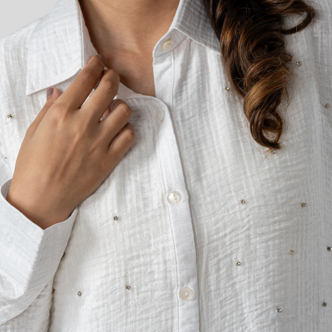 Crepe Karchupi Shirt White