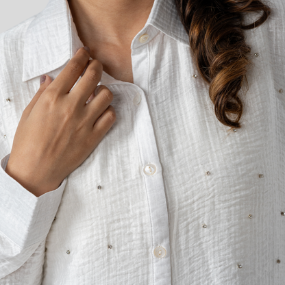 Crepe Karchupi Shirt White