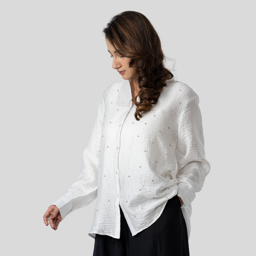 Crepe Karchupi Shirt White