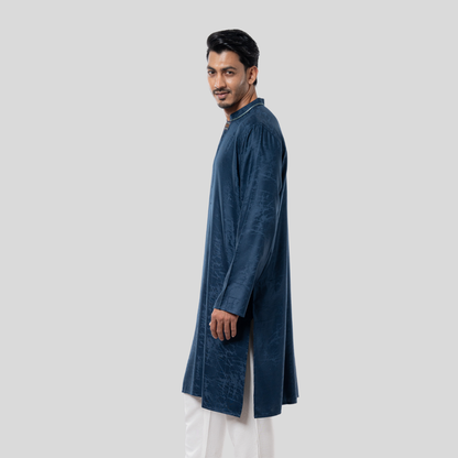 Premium Karchupi Panjabi Teal Blue