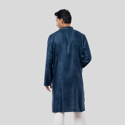 Premium Karchupi Panjabi Teal Blue
