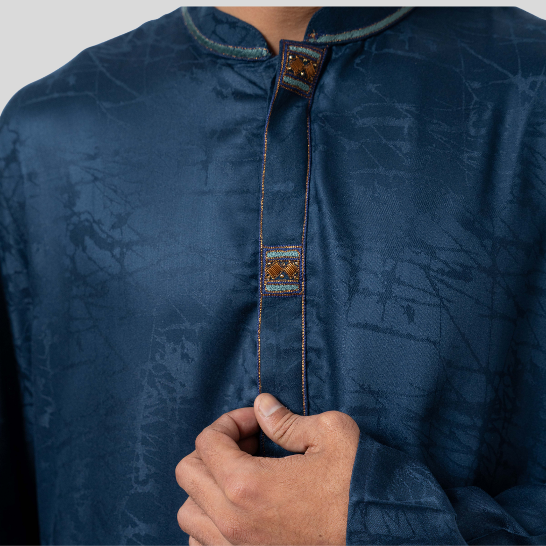 Premium Karchupi Panjabi Teal Blue