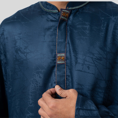 Premium Karchupi Panjabi Teal Blue