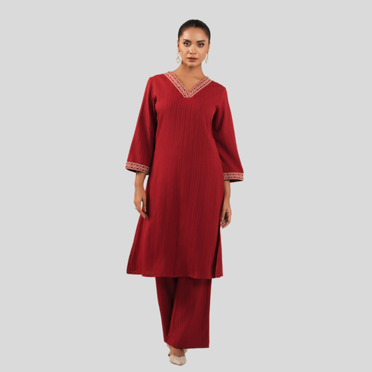 EMB Co-Ord Maroon