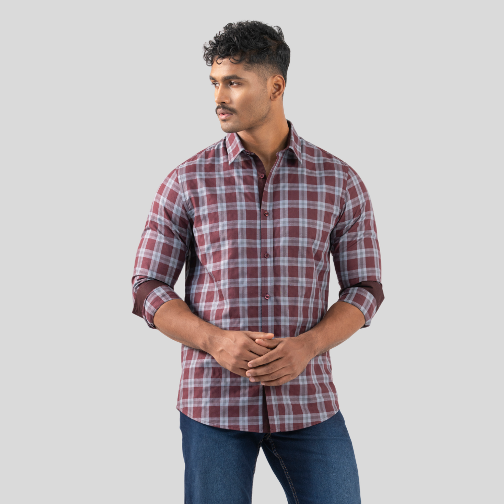 Men's Casual Shirt Wine & Ash