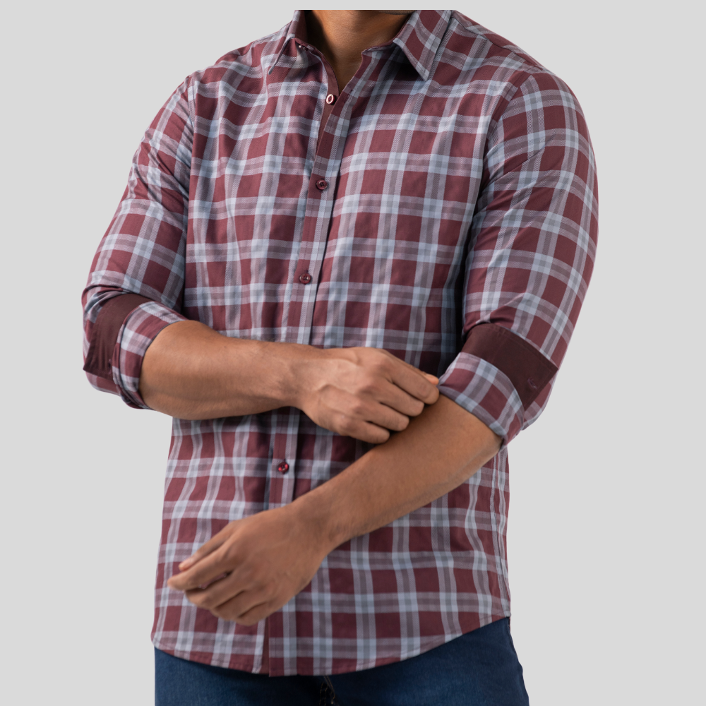 Men's Casual Shirt Wine & Ash