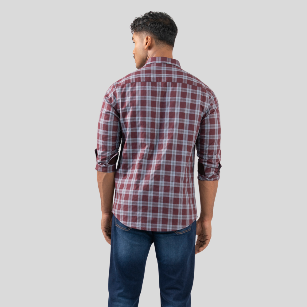 Men's Casual Shirt Wine & Ash