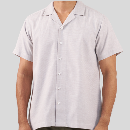 Men's Cuban Shirt W & Beige