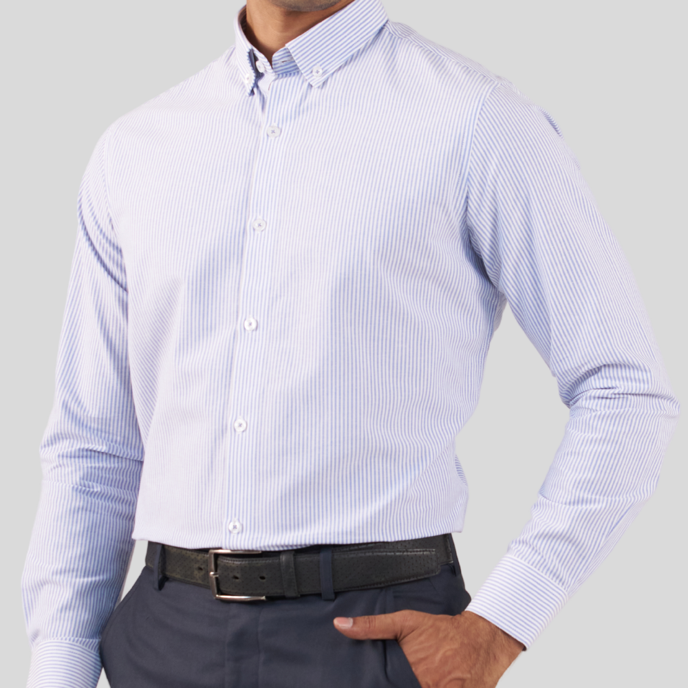 Men's Casual Shirt W & Blue