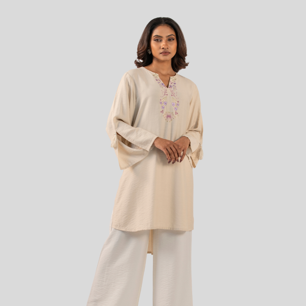 EMB Kurti Off White