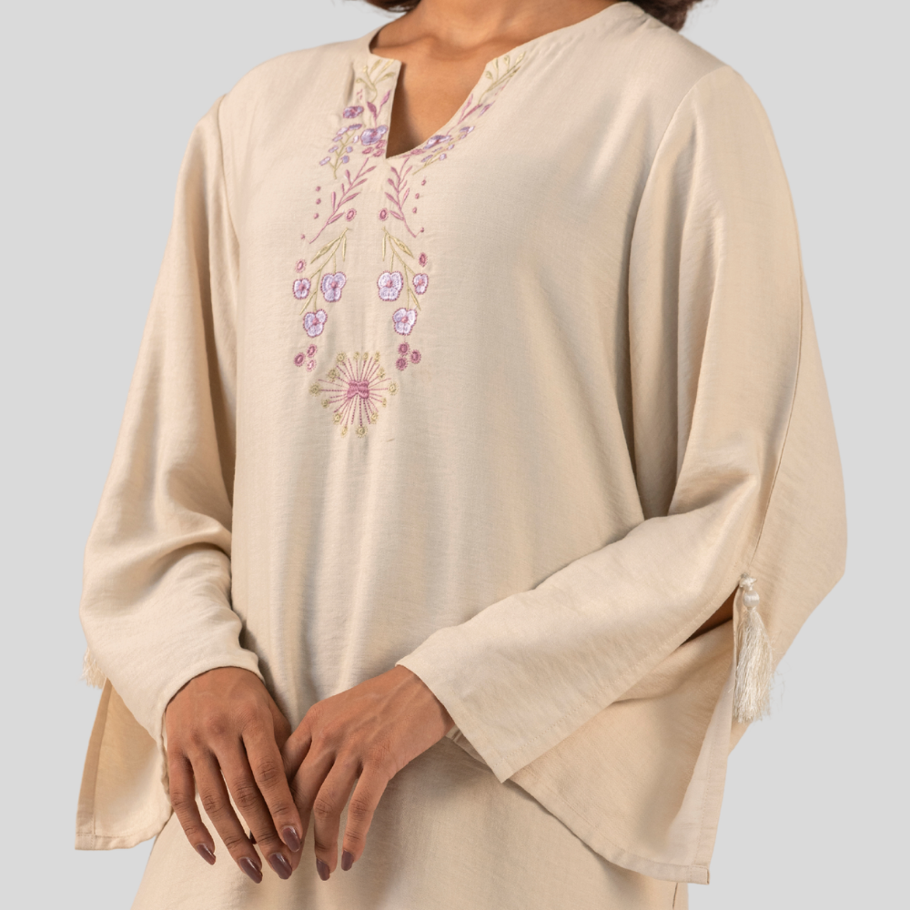 EMB Kurti Off White