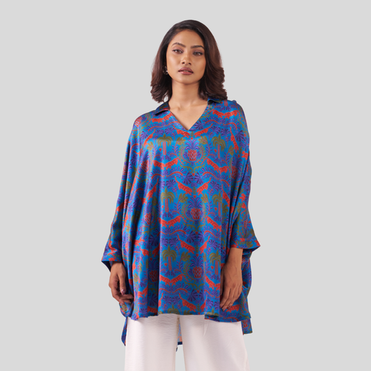 Printed Kaftan Teal AOP