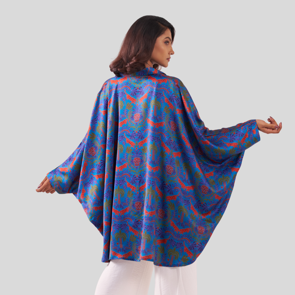 Printed Kaftan Teal AOP