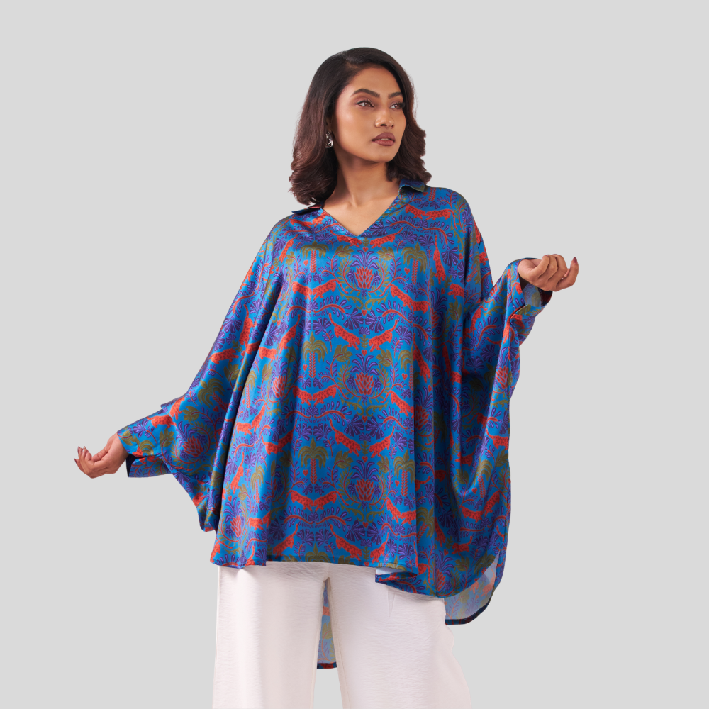Printed Kaftan Teal AOP