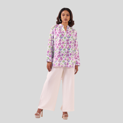 Mid Length Shirt Purple AOP
