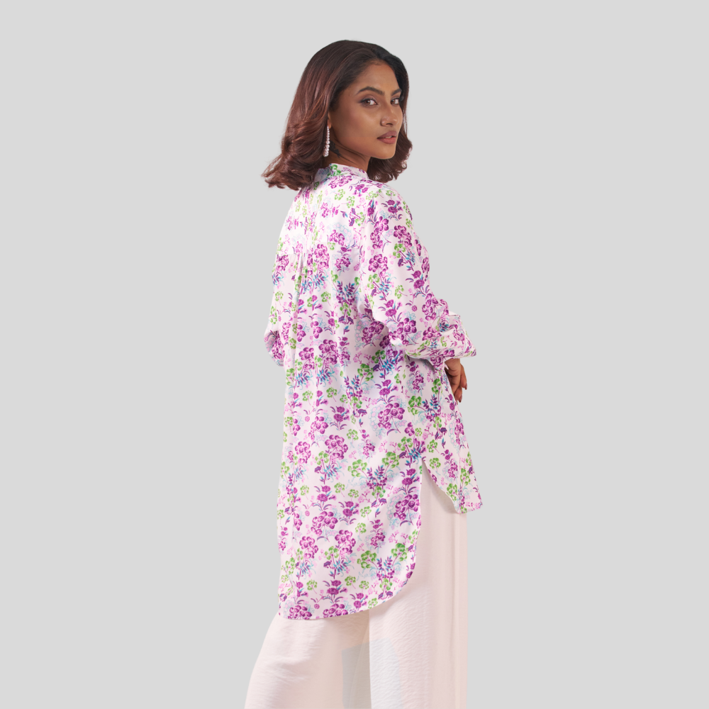 Mid Length Shirt Purple AOP