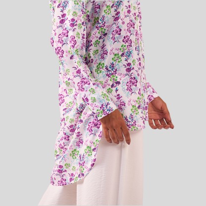 Mid Length Shirt Purple AOP