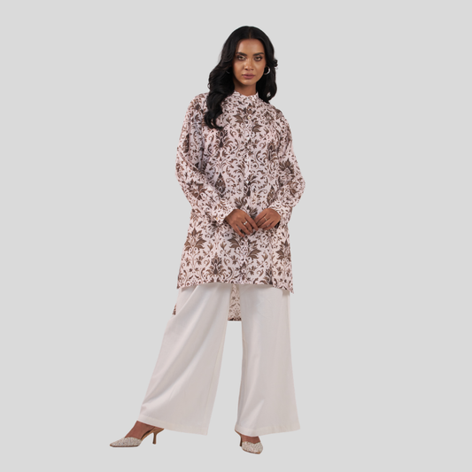 Printed Long Shirt Brown AOP