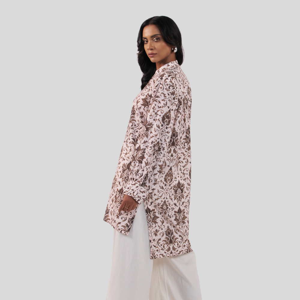 Printed Long Shirt Brown AOP