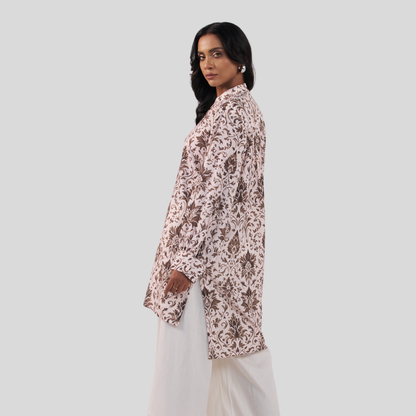 Printed Long Shirt Brown AOP