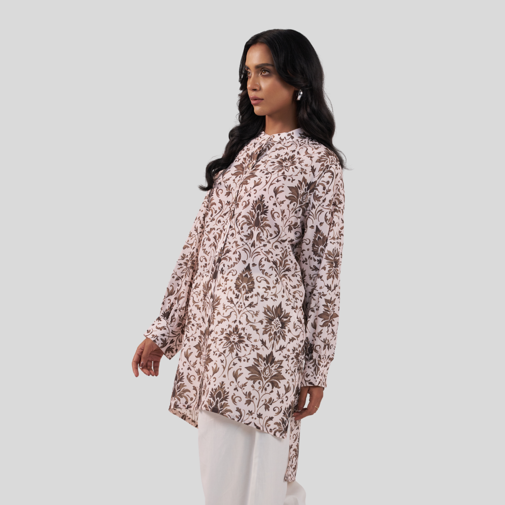 Printed Long Shirt Brown AOP