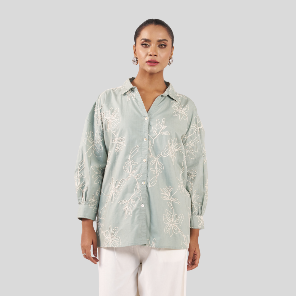 V Neck Shirt 02 Mint Ash