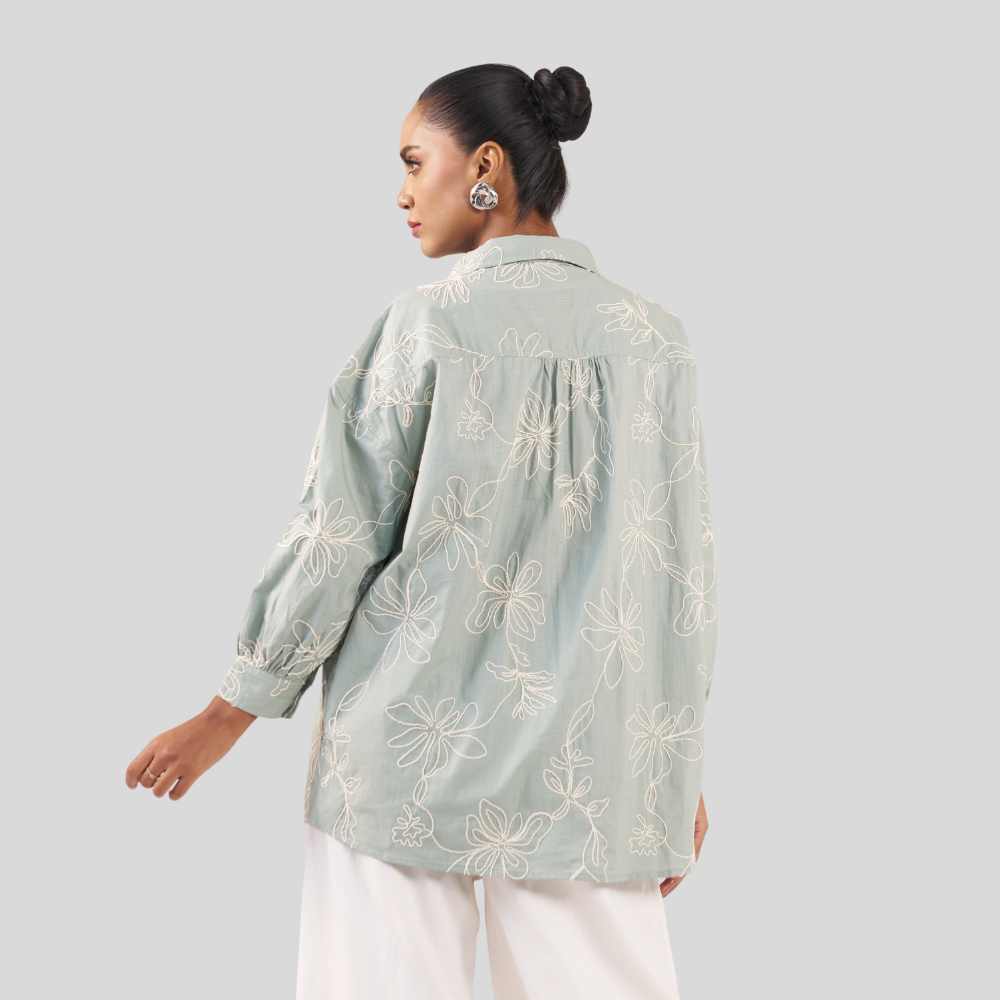 V Neck Shirt 02 Mint Ash