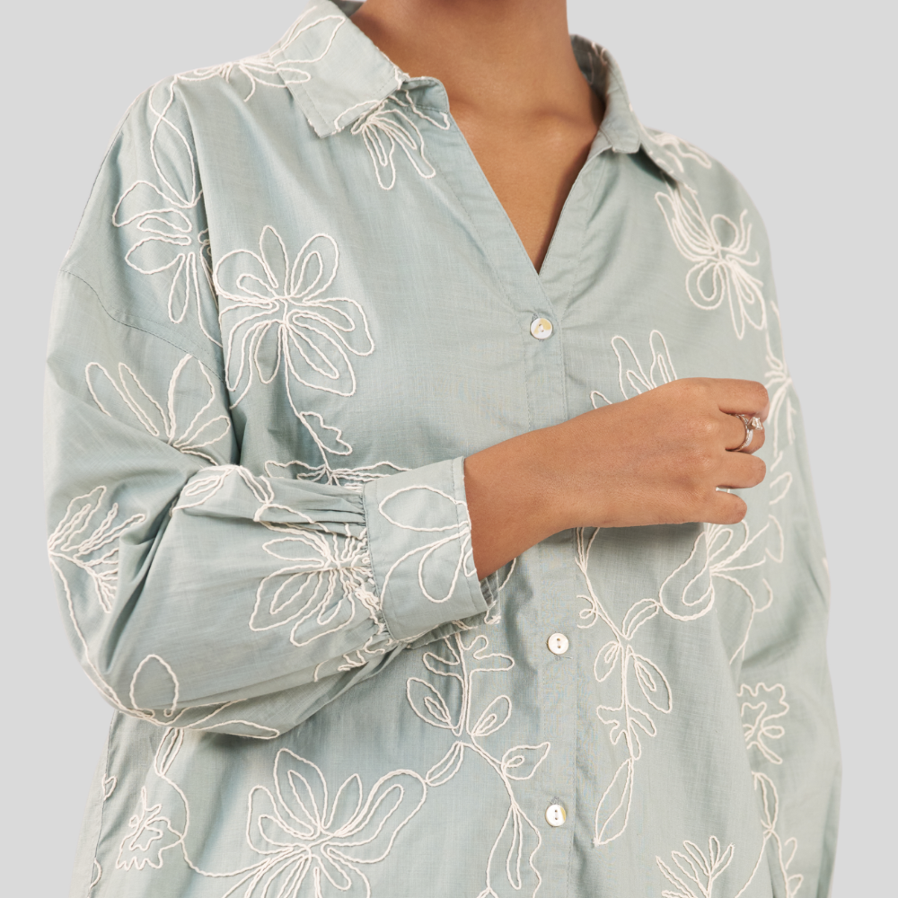 V Neck Shirt 02 Mint Ash