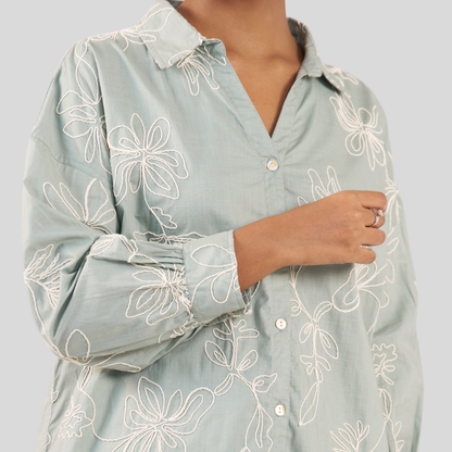 V Neck Shirt 02 Mint Ash