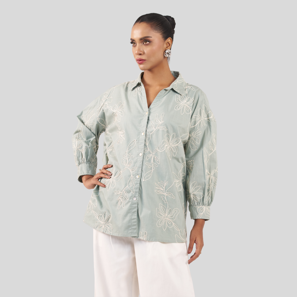 V Neck Shirt 02 Mint Ash