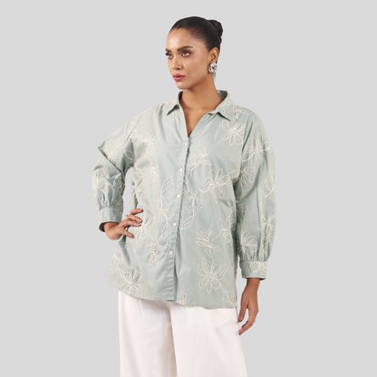 V Neck Shirt 02 Mint Ash