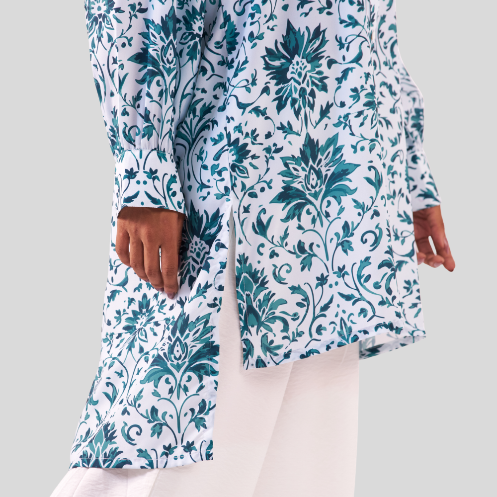 Printed Long Shirt Green AOP